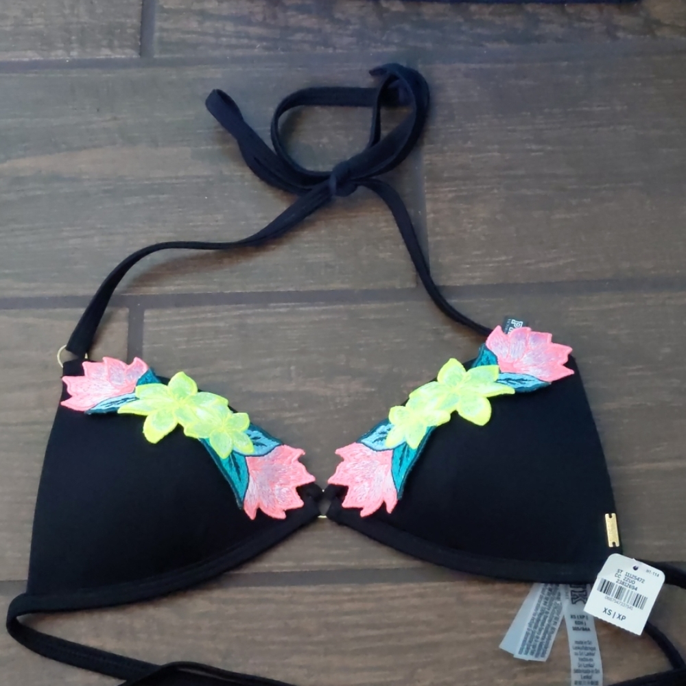 Victoria's Secret PINK Black Flower bikini